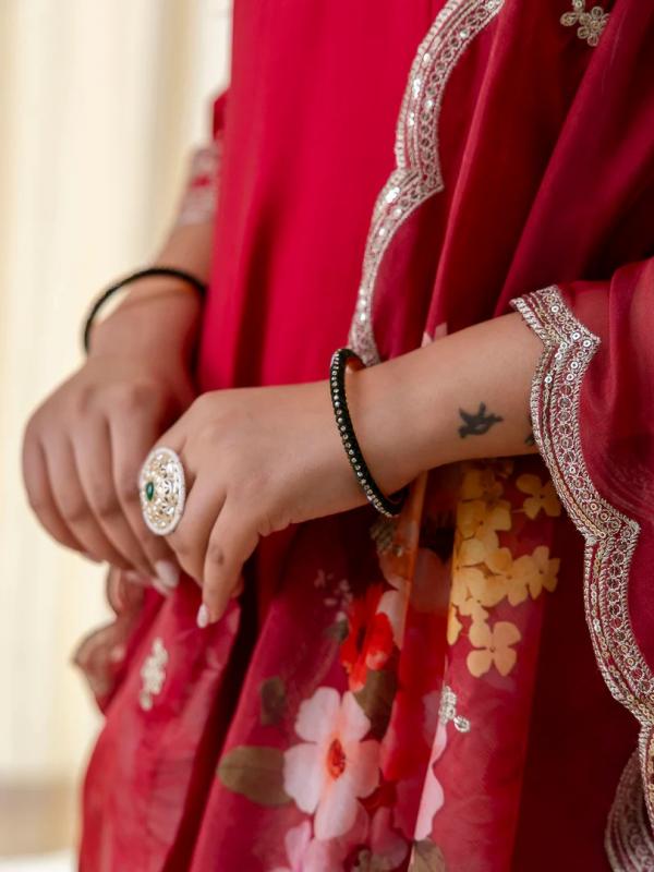 VP 9813 C Cherry red Embroidred Kurta Sets with Sequins Work Women Suits